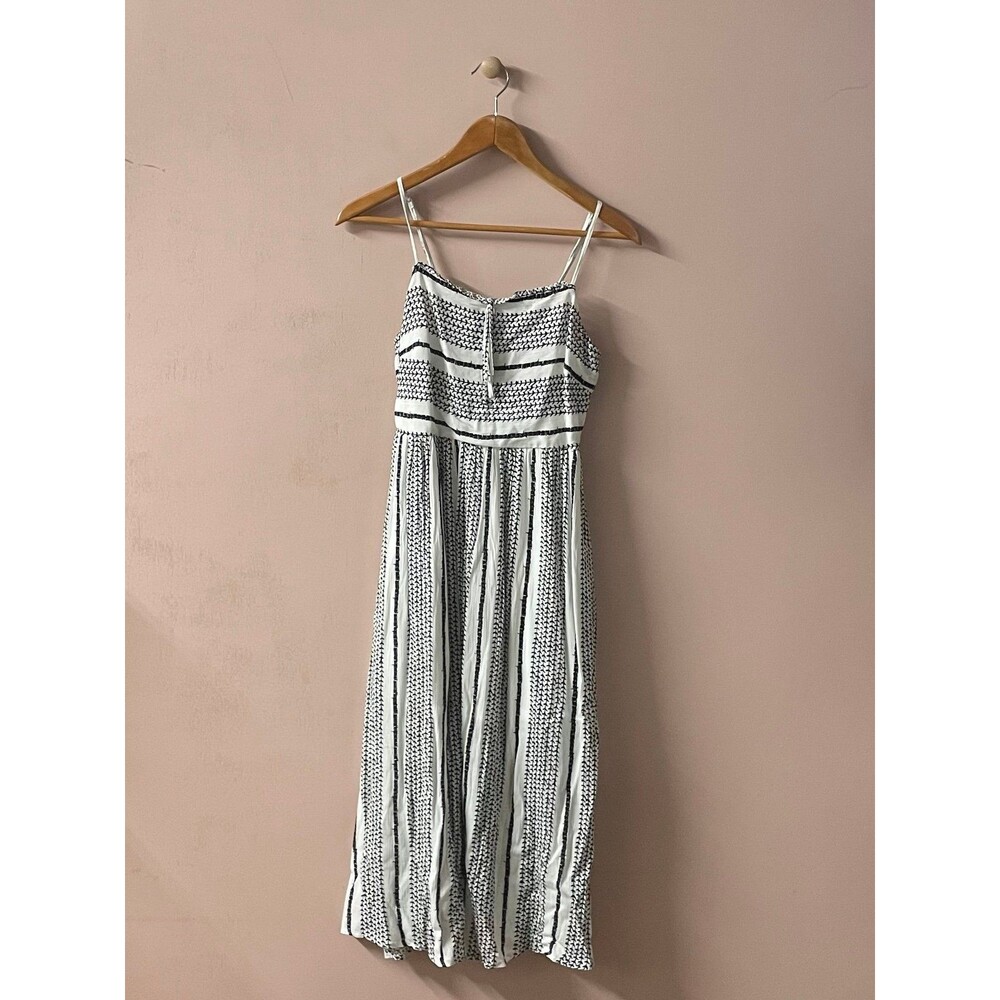 Figsight Cream & Black Printed Midi Dress Size S